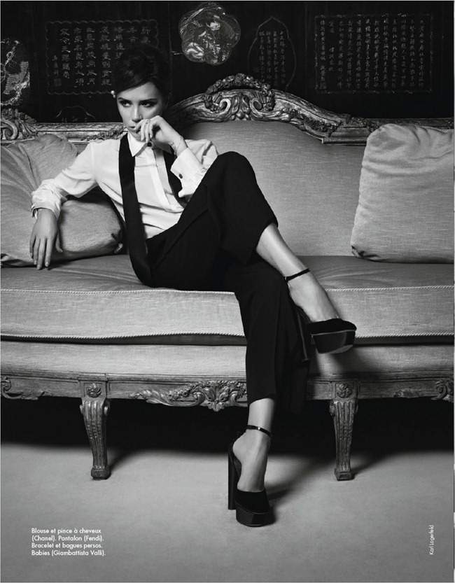 老佛爺Karl Lagerfeld 與貝嫂Victoria Beckham 聯名為法國ELLE拍時尚大片