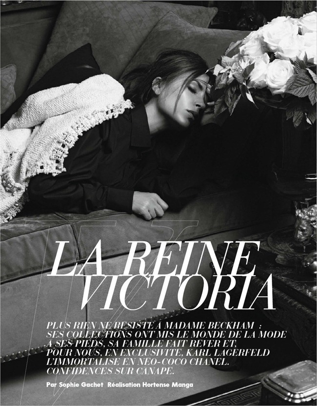 老佛爺Karl Lagerfeld 與貝嫂Victoria Beckham 聯名為法國ELLE拍時尚大片