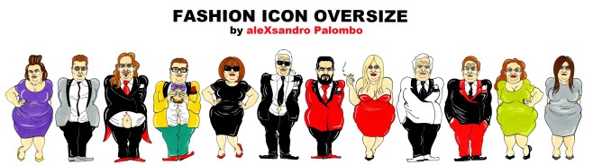 Fashion Icon Over Size I LOVE FAT Art Painting Cartoon Illustration Beauty Cover Portrait Humor Chic by aleXsandro Palombo