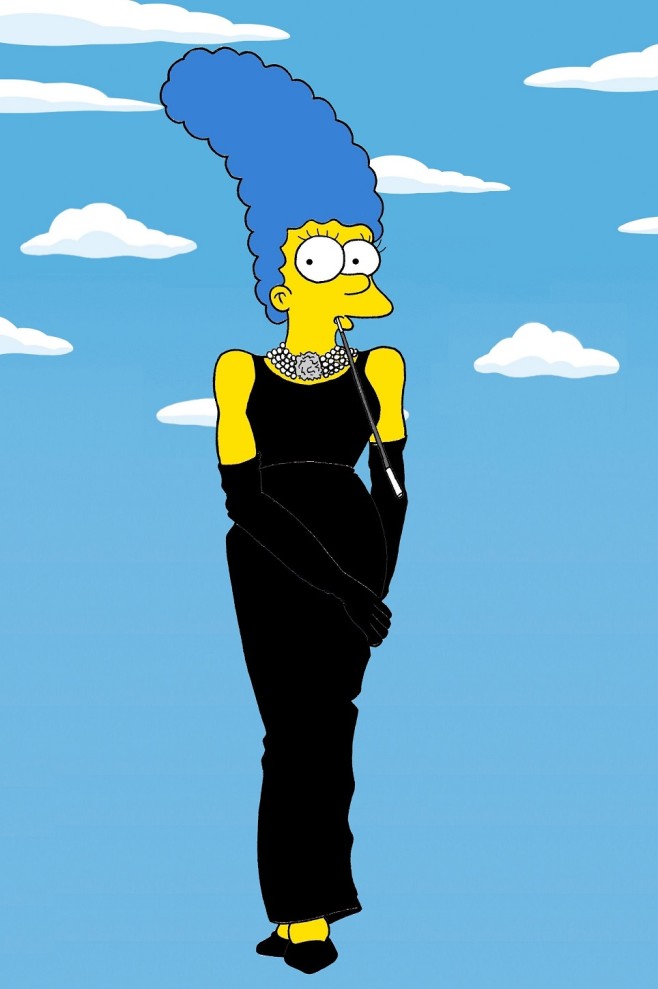 Marge Simpson Givenchy Audrey Hepburn Art Cartoon Illustration Satire Sketch Fashion Luxury Style Iconic Dresses all the time The simspsons  Humor Chic by aleXsandro Palombo 1a