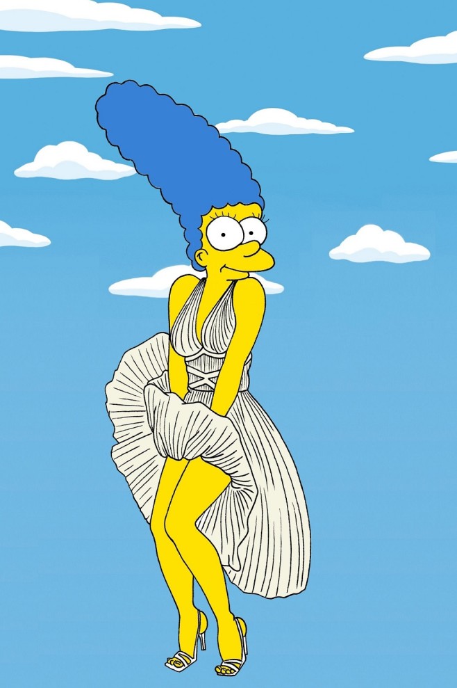 Marge Simpson Marilyn Monroe William Travilla Art Cartoon Illustration Satire Sketch Fashion Luxury Style Iconic Dresses all the time The simspsons  Humor Chic by aleXsandro Palombo 1a
