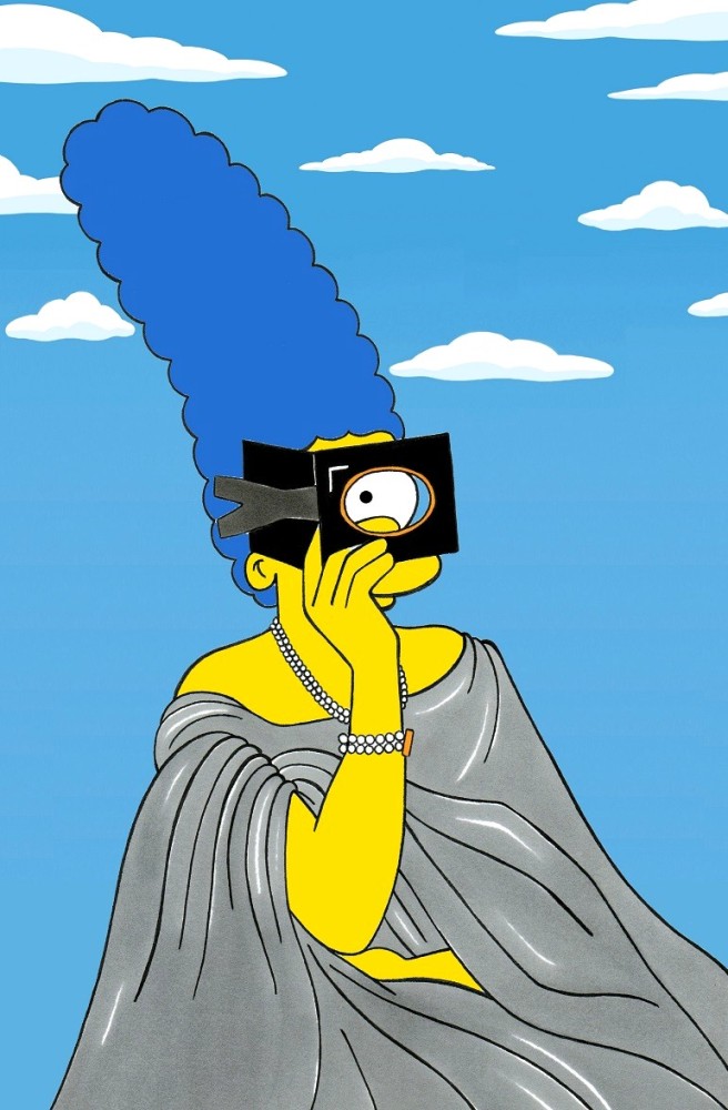 Marge Simpson Virginia Oldoini Countess de Castiglione Campaign Art Cartoon Illustration Satire Sketch Fashion Luxury Style Iconic Shot Dresses all the time The simspsons  Humor Chic by aleXsandro Palombo