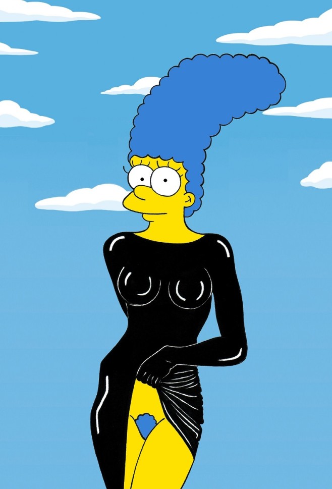 Marge Simpson as Stephanie Seymour Nude Portrait  by Richard Avedon Iconic Shots Art Fashion Luxury Satire Illustration Cartoon Painting Humor Chic by aleXsandro Palombo 1