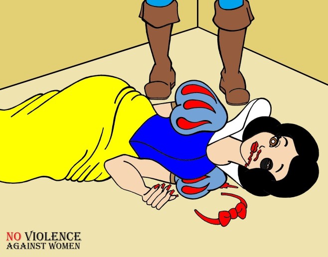 Snow White and Prince Charming Art Portrait Social Campaign Domestic Woman Women's Violence Abuse Satire Cartoon Illustration Critic Humor Chic by aleXsandro Palombo 1
