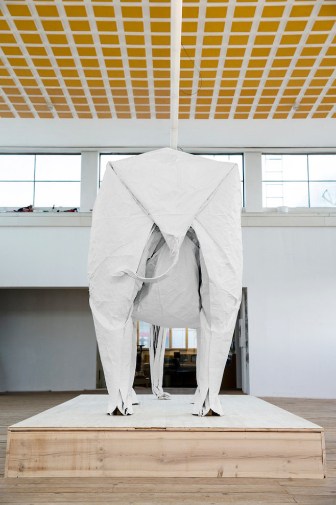White-Elephant-A-LifeSize-Origami-Elephant-Folded-From-a-Single-Giant-Piece-of-5