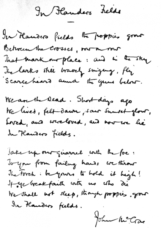 800px-In_Flanders_fields_and_other_poems_handwritten-542x768