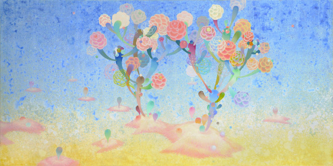 黃柏勳, 牽手樹, 壓克力, 96x192cm, 2012
