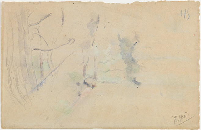 《連綿的艾托伊爾山峰》背面草圖。圖取自Barnes Foundation。