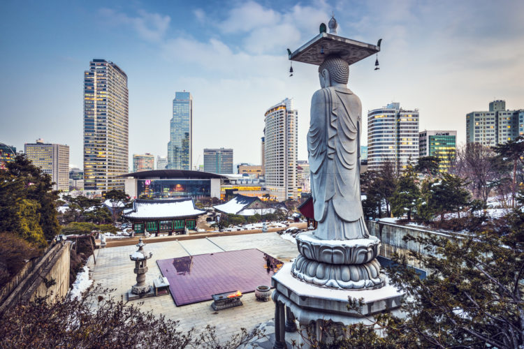 Seoul, South Korea cityscape in Gangnam District.