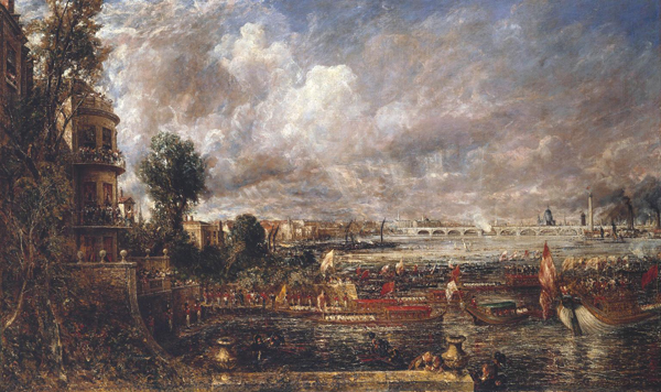 The Opening of Waterloo Bridge ('Whitehall Stairs, June 18th, 1817') exhibited 1832 by John Constable 1776-1837