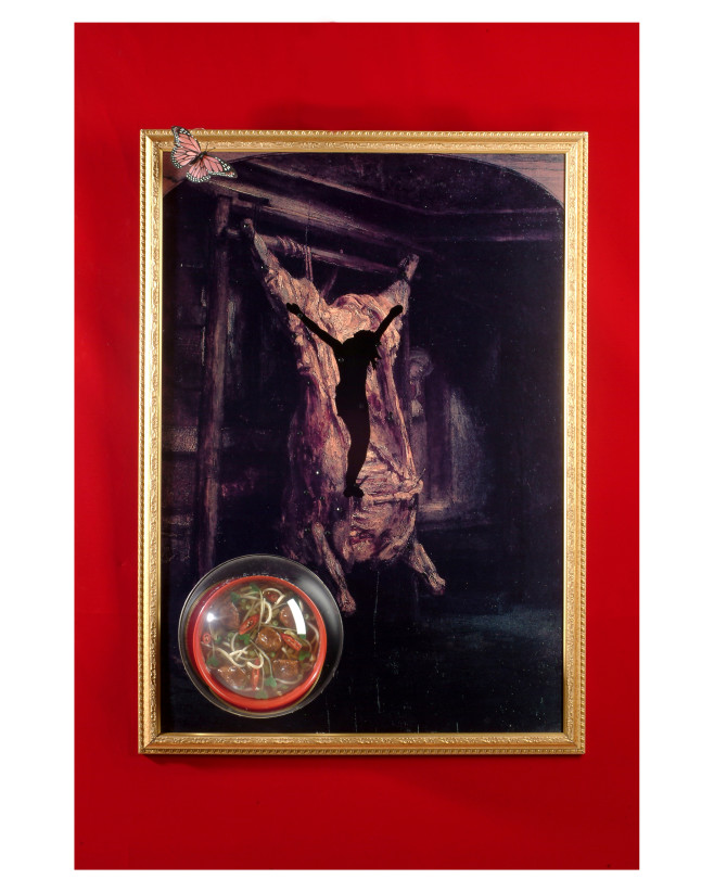 2002，蘇孟鴻「Material Paradise」展出作品〈牛肉麵〉