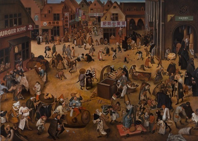 盧昉〈夜生活〉118x164cm 油彩畫布、木板 2013