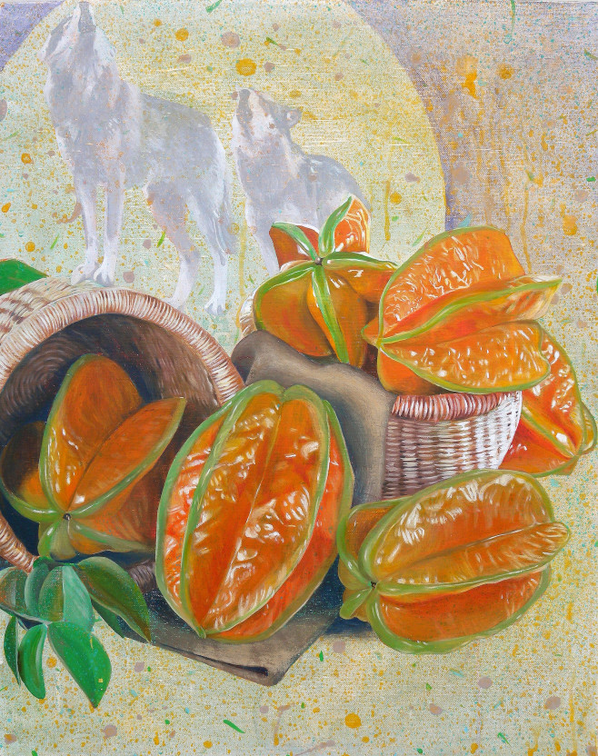 黃舜廷 〈狼來了〉 6 2 x 4 8 cm 壓克力顏料、畫布 2 0 1 3