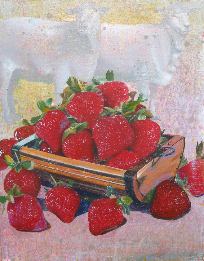 黃舜廷 〈羊來了〉 6 2 x 4 8 cm 壓克力顏料、畫布 2 0 1 3
