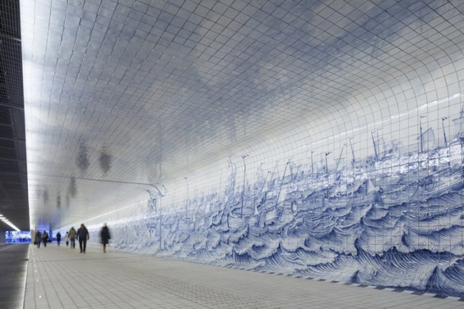 Benthem Crouwel Architects Amsterdam; Irma Boom; Amsterdam Centraal Station; langzaam-verkeer-tunnel;