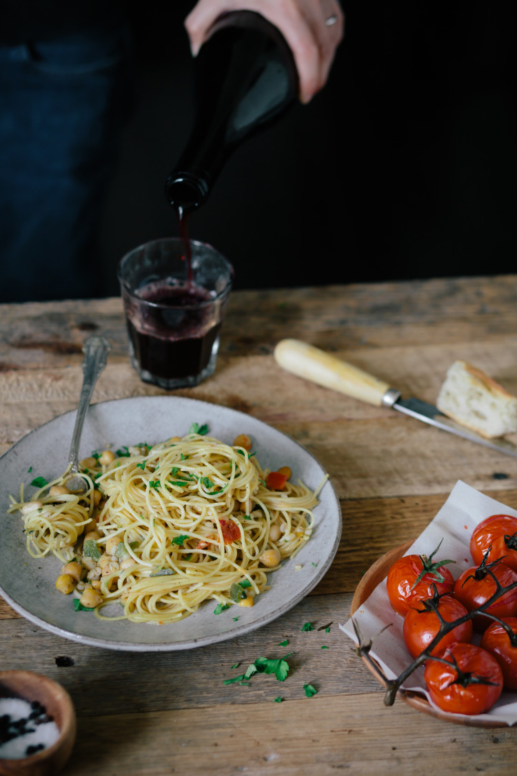 pouring wine and pasta (1 of 1)