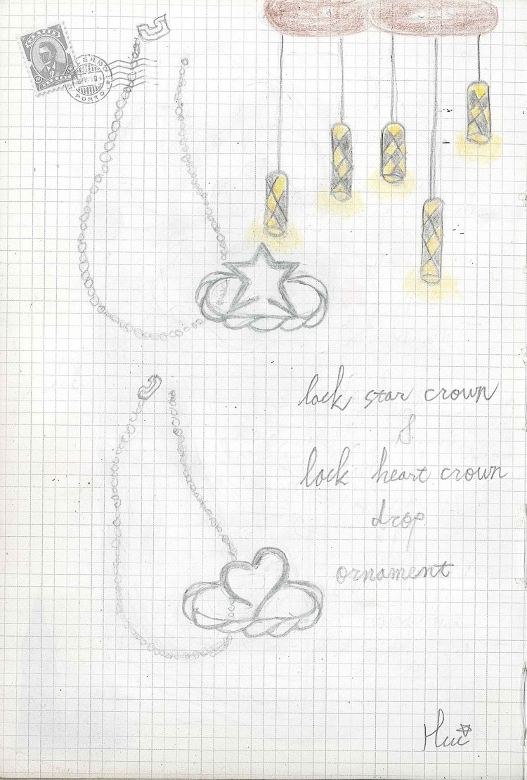 lack heart crown＆lack star crown drop ornament