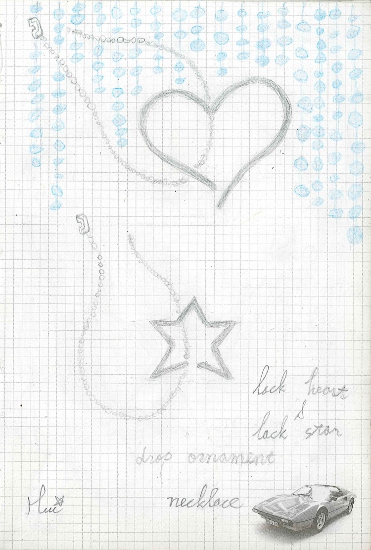 lack heart＆lack star drop ornament