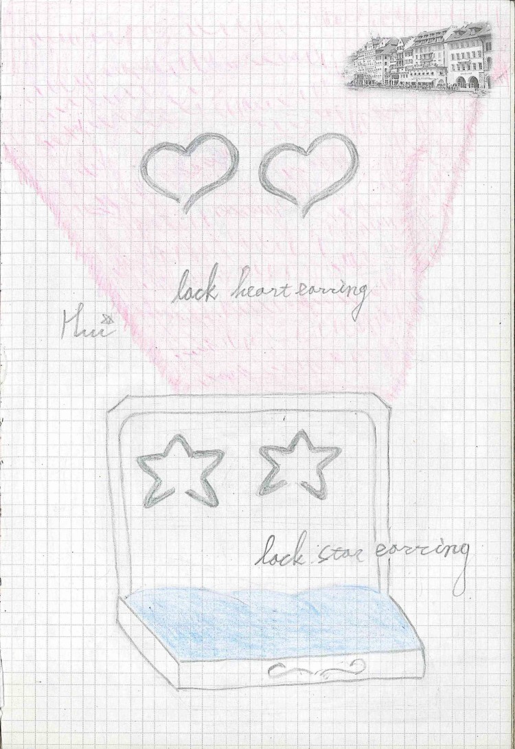 lack heart＆lack star earring