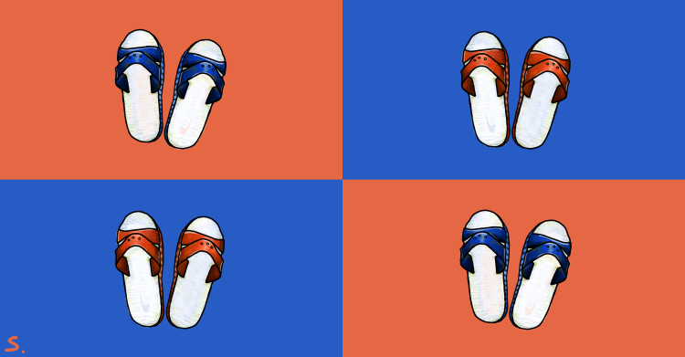四格 orange and blue