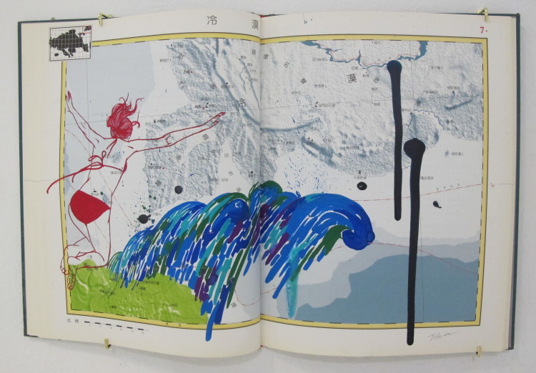 Jihee Kim 好友. gouache on donated bookpages,26.6x39.2cm,2016