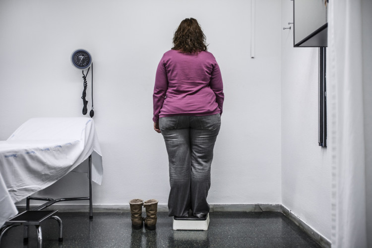 Barcelona, Spain - April 2012 Sandra during a visit at the Hospital del Mar before the operation. To be admitted to the surgery she had to lose 15 kg. Barcellona, Spagna - Aprile 2012 Sandra durante una visita all'Hospital del Mar prima dell'operazione. Per essere ammessa alla chirurgia ha dovuto perdere 15 Kg.