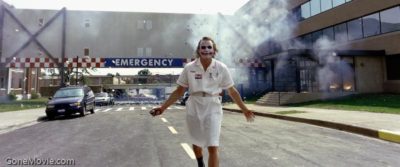 Heath Ledger (The Joker) keeps his word and blows up Gotham General hospital.