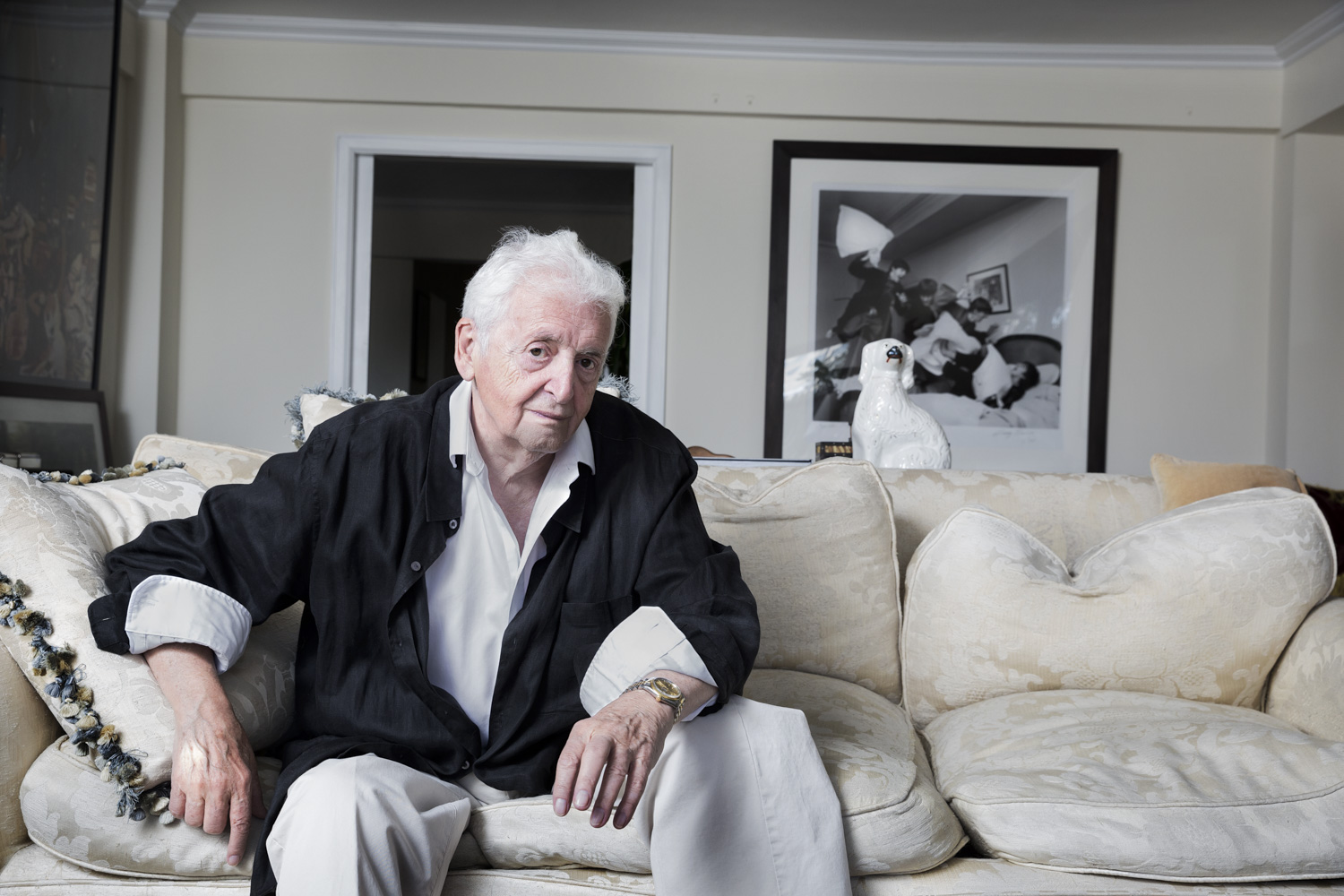 Legendary photographer Harry Benson photographed in his NYC apratment.